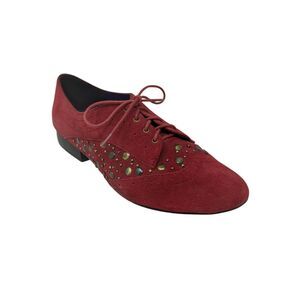 Libby Edelman Red Suede Studded Oxford‎ Flats Women's Size 9 Lace Up Shoes